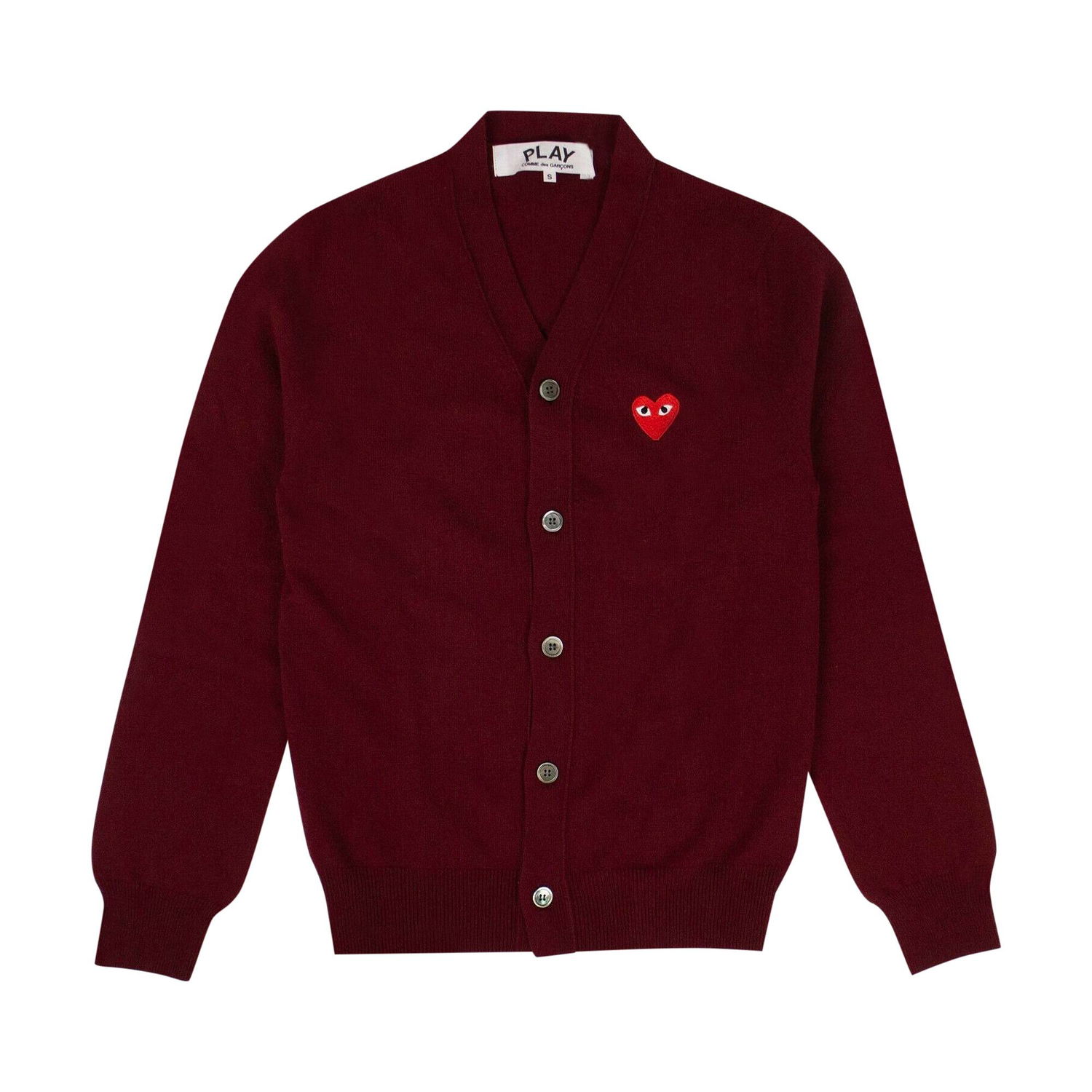 Пуловер Comme des Garçons PLAY Heart Wool Cardigan Бургунди | az n008 051 4, 1