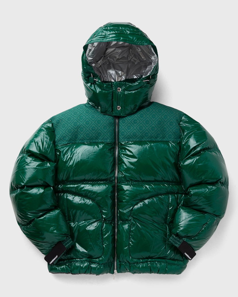 Пухо яке Casablanca Shiny Hooded Puffer Jacket Зелено | MPF25-OT-197-01