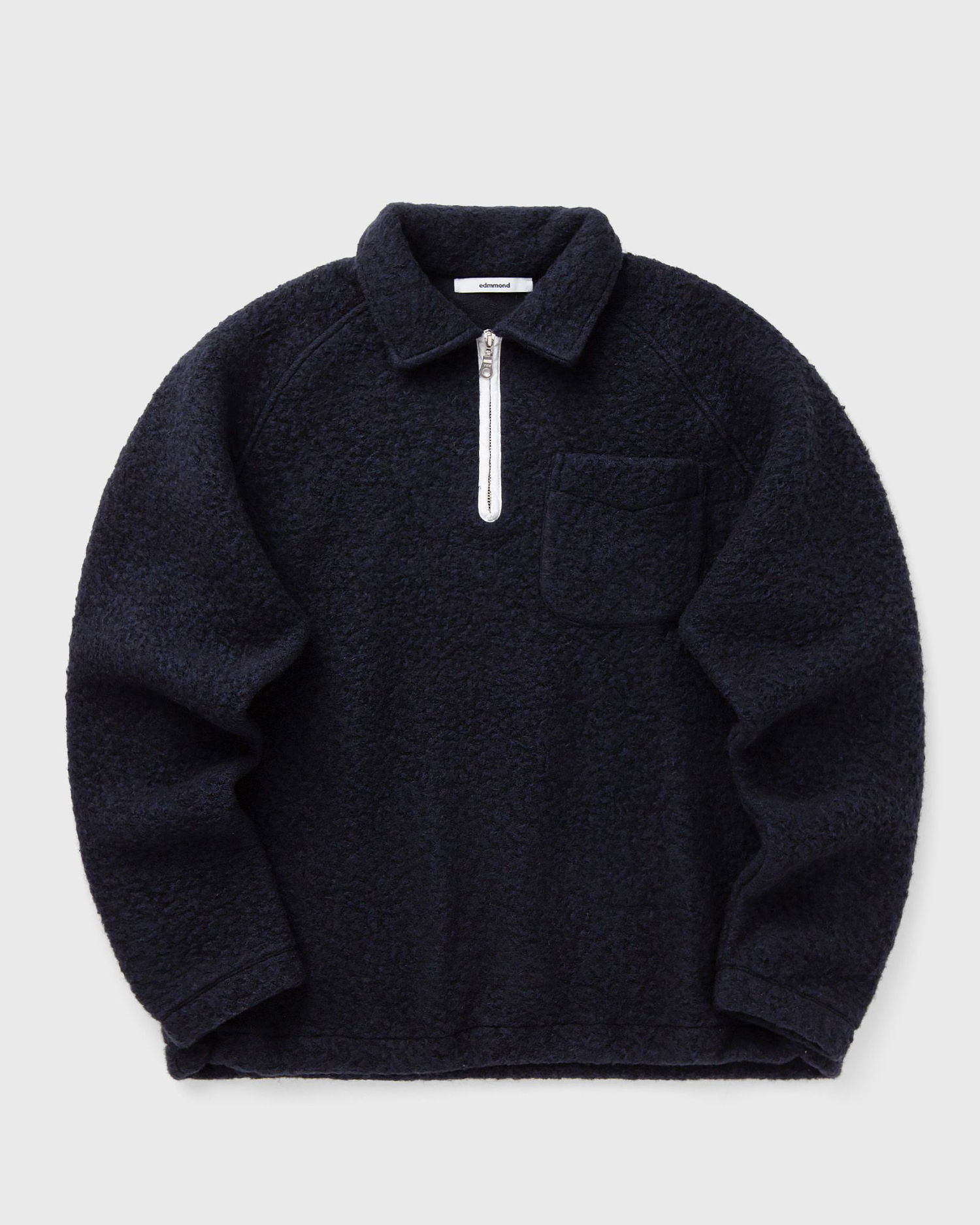 Пуловер Edmmond Studios Unconventional Textured Half-Zip Polo with Chest Pocket Тъмно синьо | 325-40-25590, 1