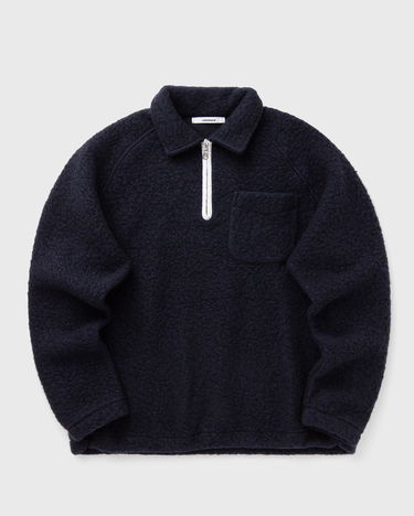 Пуловер Edmmond Studios Unconventional Textured Half-Zip Polo with Chest Pocket Тъмно синьо | 325-40-25590, 1