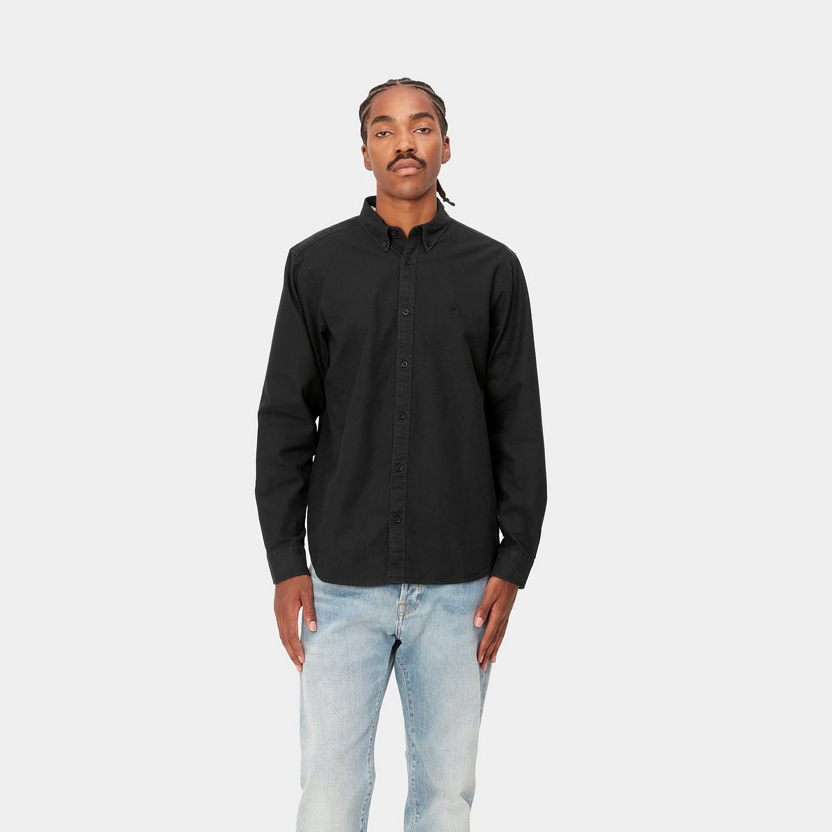Риза Carhartt WIP L/S Bolton Shirt "Black garment dyed" Черно | I030238_89_GD, 0