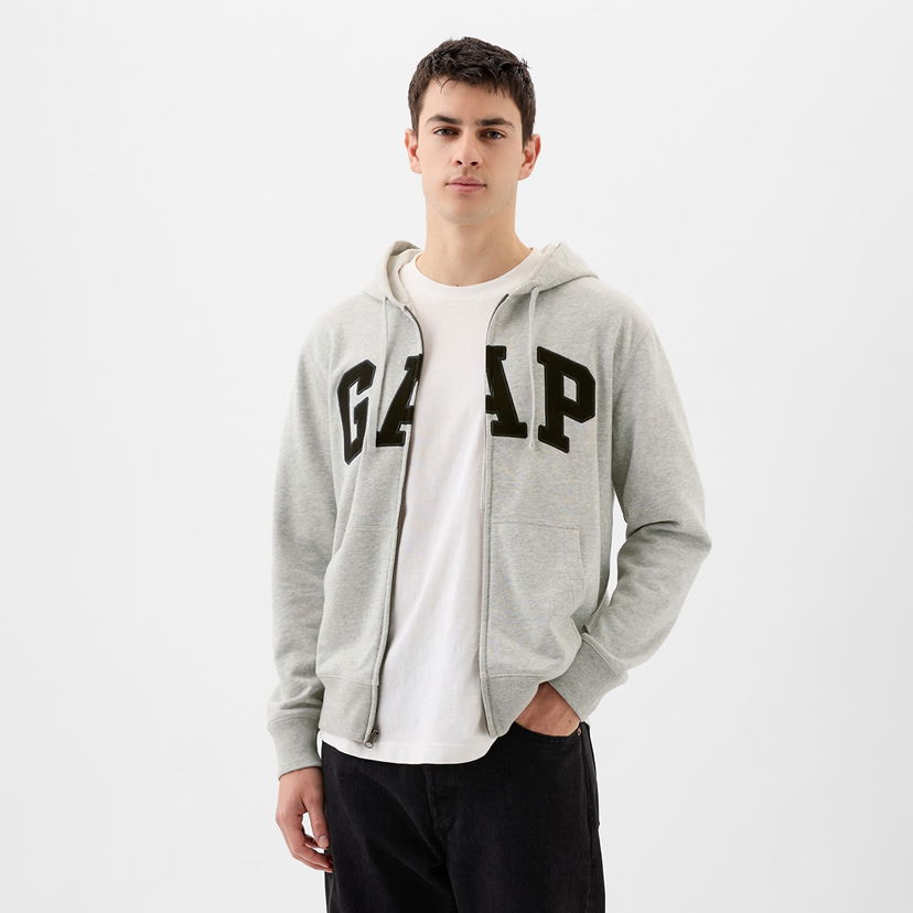 Суитчър GAP French Terry Fullzip Logo Hoodie B08 Сиво | 868454-02