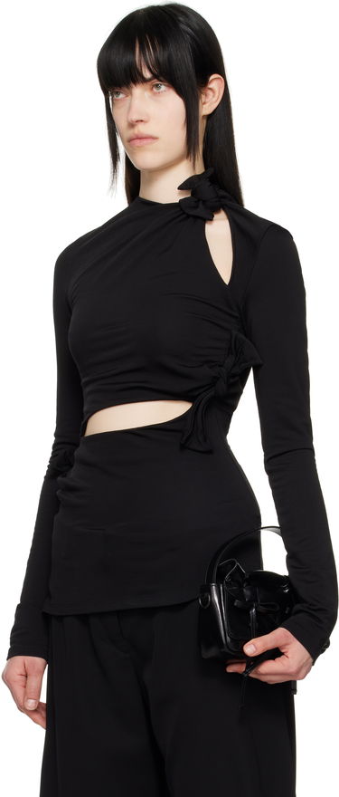 Тениска Acne Studios Acne Studios Knotted Cutout Long Sleeve Top Черно | AL0453-, 3