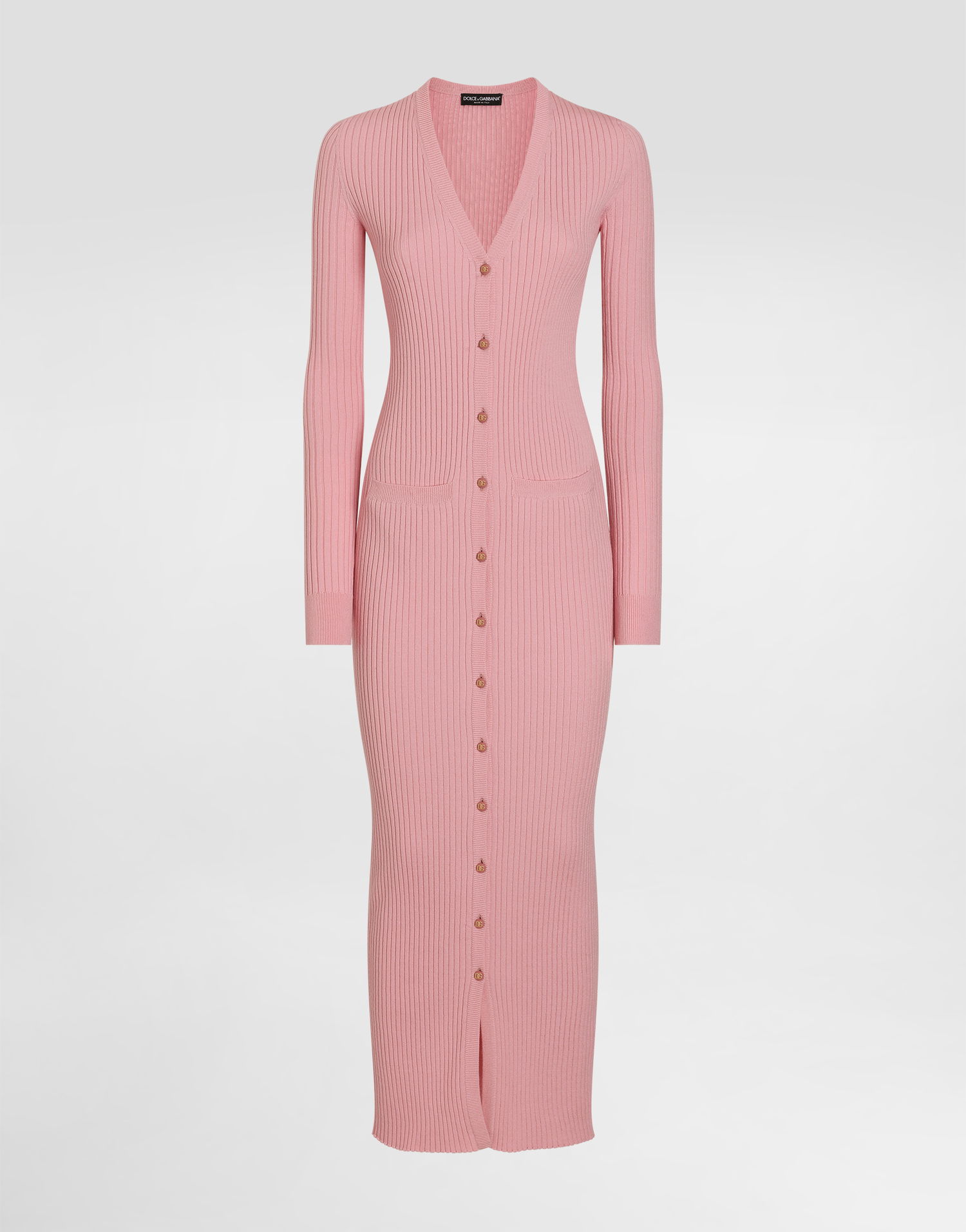 Пуловер Dolce & Gabbana Dolce & Gabbana Women's Long Ribbed Wool Cardigan Розово | FXV37TJCVXGF2528, 0