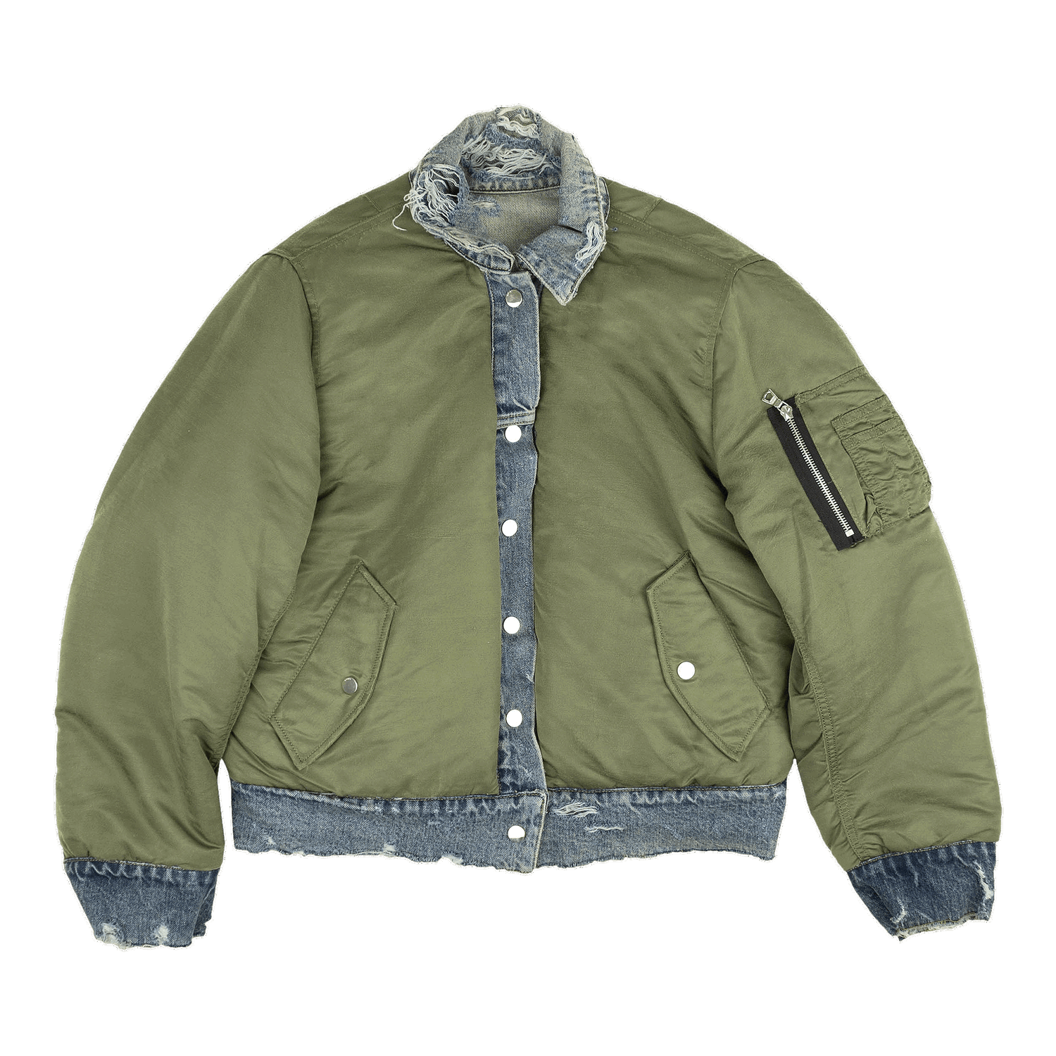 Яке AMIRI Reverse Trucker Denim Bomber Jacket Зелено | WORTB NYLINO BLUE, 0