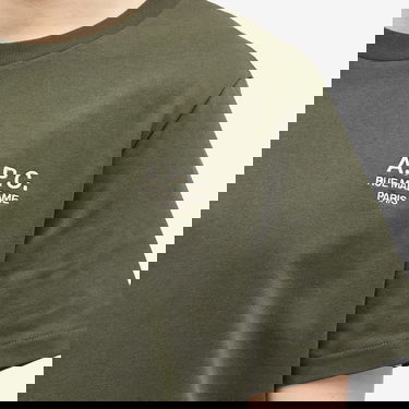 Тениска A.P.C. Logo T-Shirt Military Khaki/Ecru, Size Large Зелено | COHBU-M26388-TJK, 5