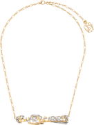 Crystal-Embellished Lettering Figaro Chain Necklace