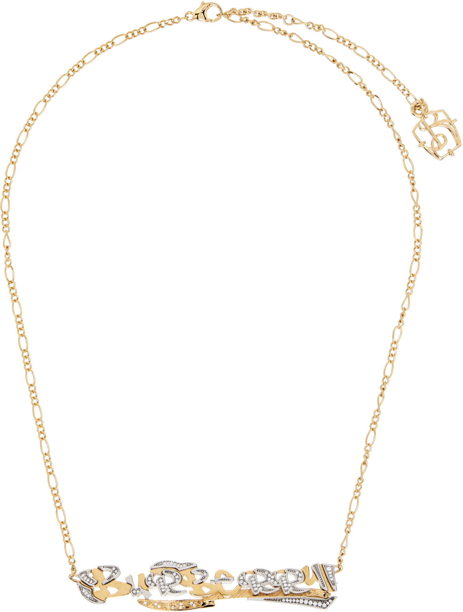 Колие Burberry Crystal-Embellished Lettering Figaro Chain Necklace Многоцветен | 8120242, 0