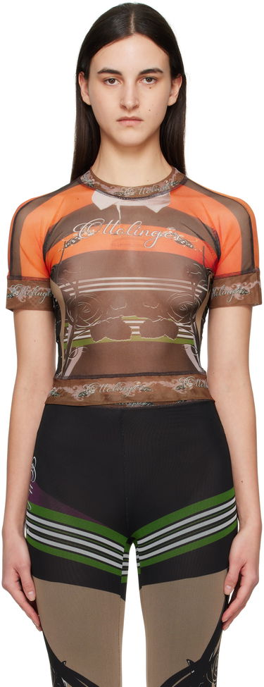 Тениска Ottolinger Ottolinger Mesh Graphic T-Shirt Кафяво | 10110040101, 0