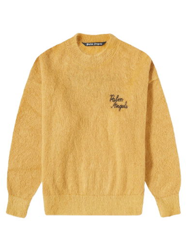 Пуловер Palm Angels Back Palm Mohair Crewneck Жълто | PMHE007F22KNI0026118