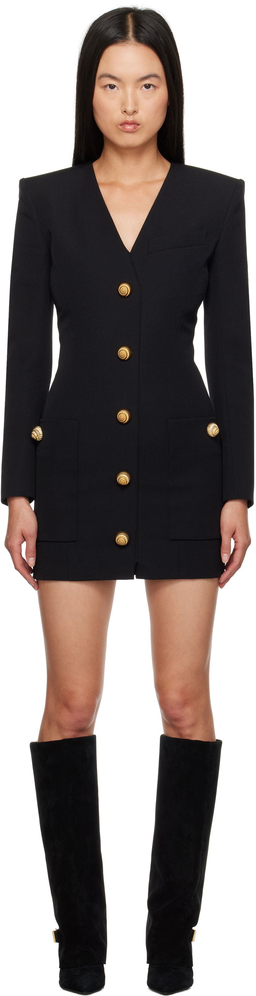 Pокля Balmain Button Tailored Mini Dress Черно | DF0R9226WC09