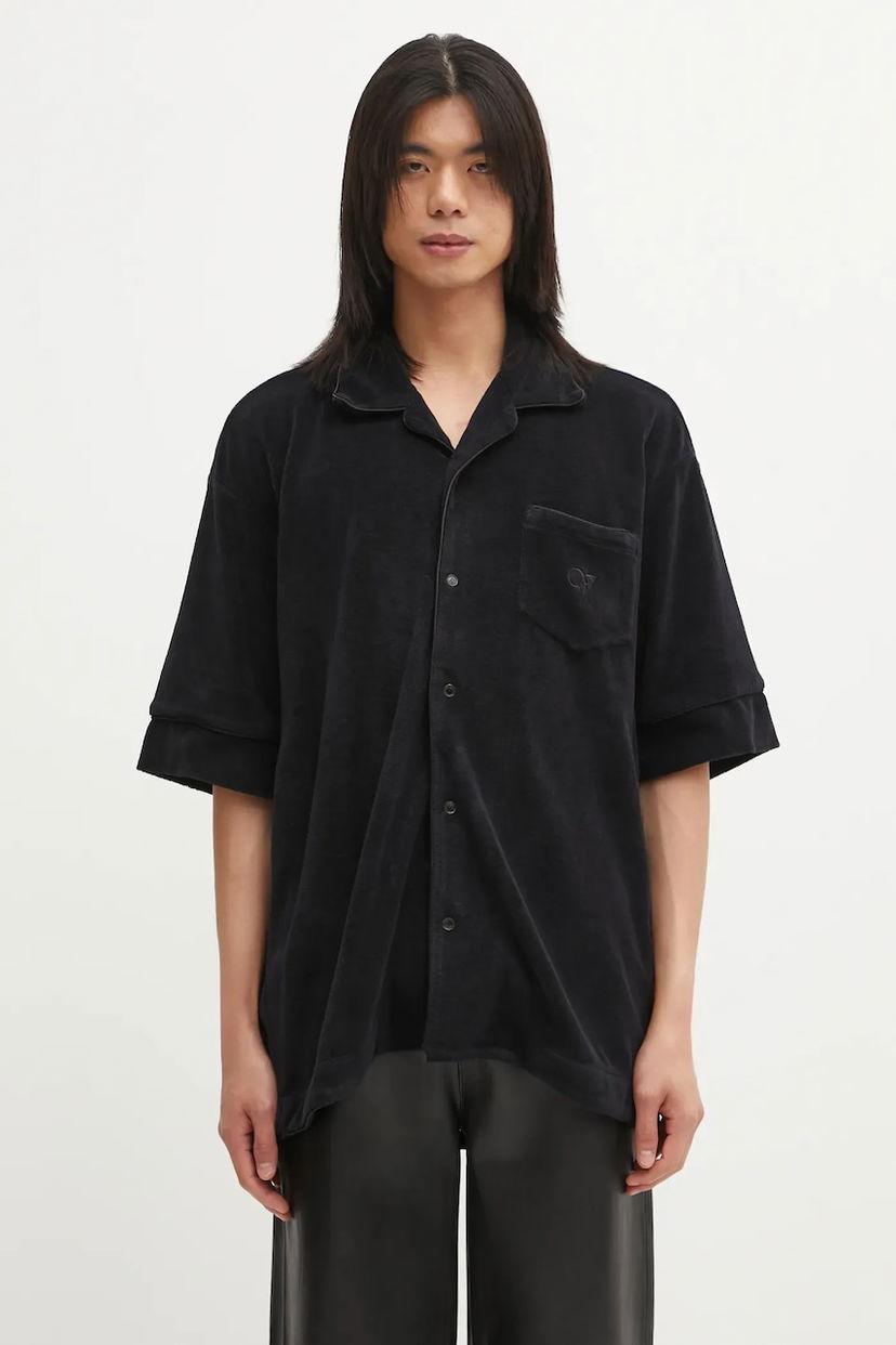 Риза VETEMENTS Towel Relaxed Fit Short Sleeve Collared Shirt Черно | UH76SH500B