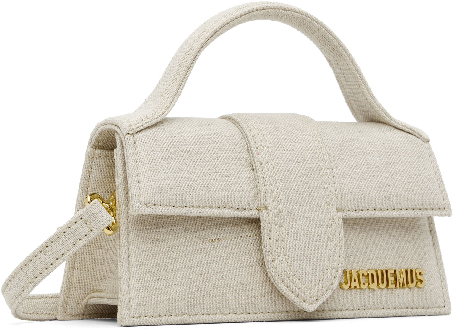 Дамска чанта Jacquemus Les Classiques 'The Bambino' Small Linen-Blend Top-Handle Flap Bag Бежово | 22HBAW00006AW00094, 1