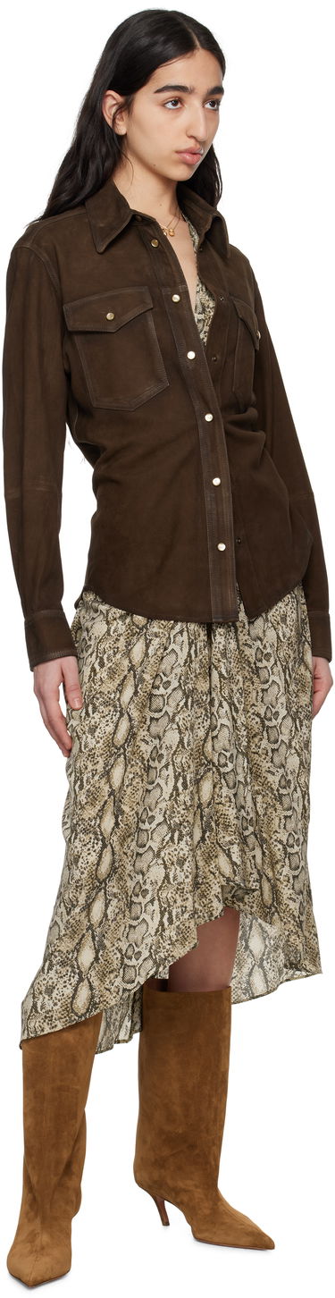 Риза ISABEL MARANT Isabel Marant Danisia Suede Shirt Кафяво | CH0231FA-C2B03I, 3