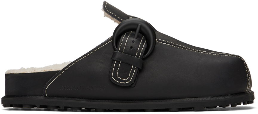 Облекло Marine Serre Marine Serre Square Toe Shearling Slippers Черно | MFW013-BK99, 0