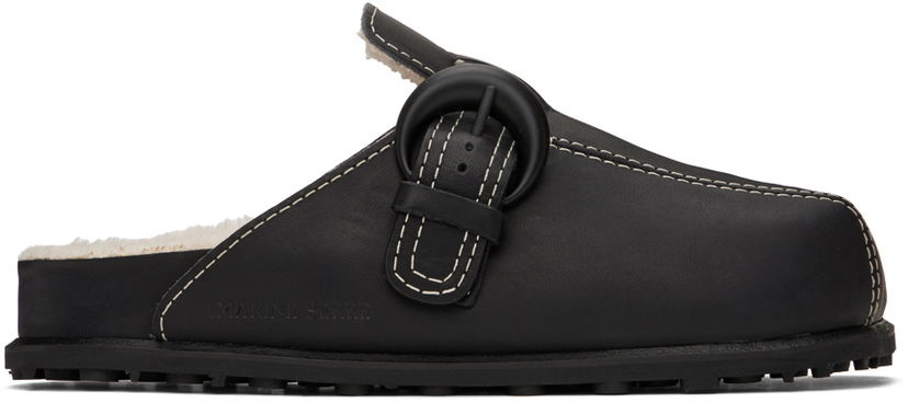 Облекло Marine Serre Marine Serre Square Toe Shearling Slippers Черно | MFW013-BK99