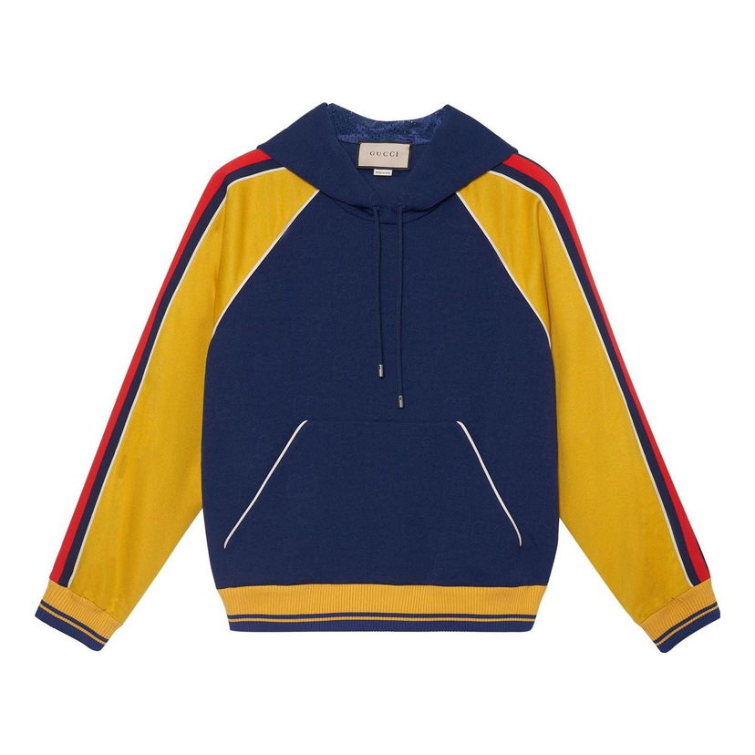 Суитчър Gucci Jacquard Hooded Sweatshirt Синьо | 676100-XJDVW-4462