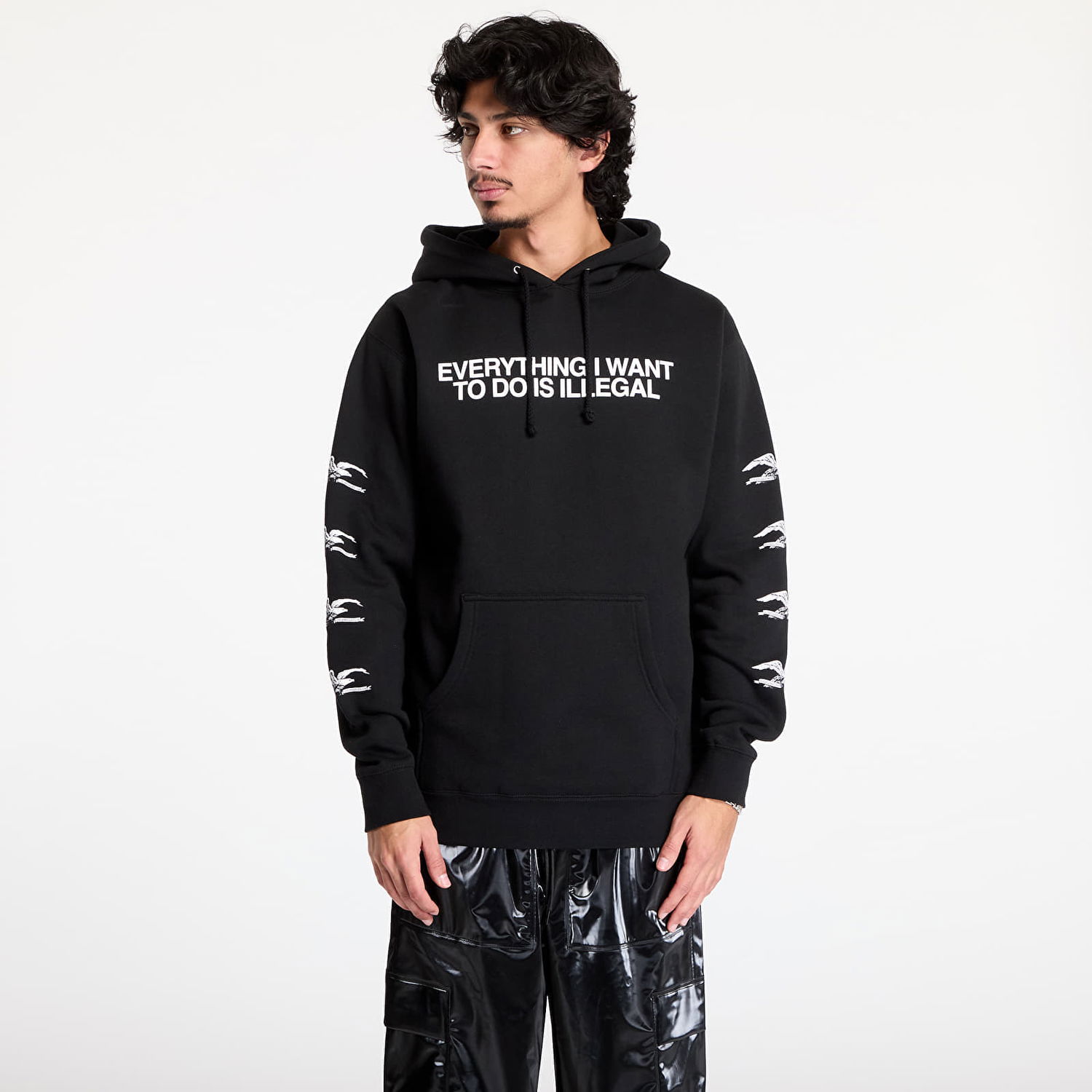 Суитчър Pleasures Illegal Print Hoodie Черно | P24W039 BLACK, 0