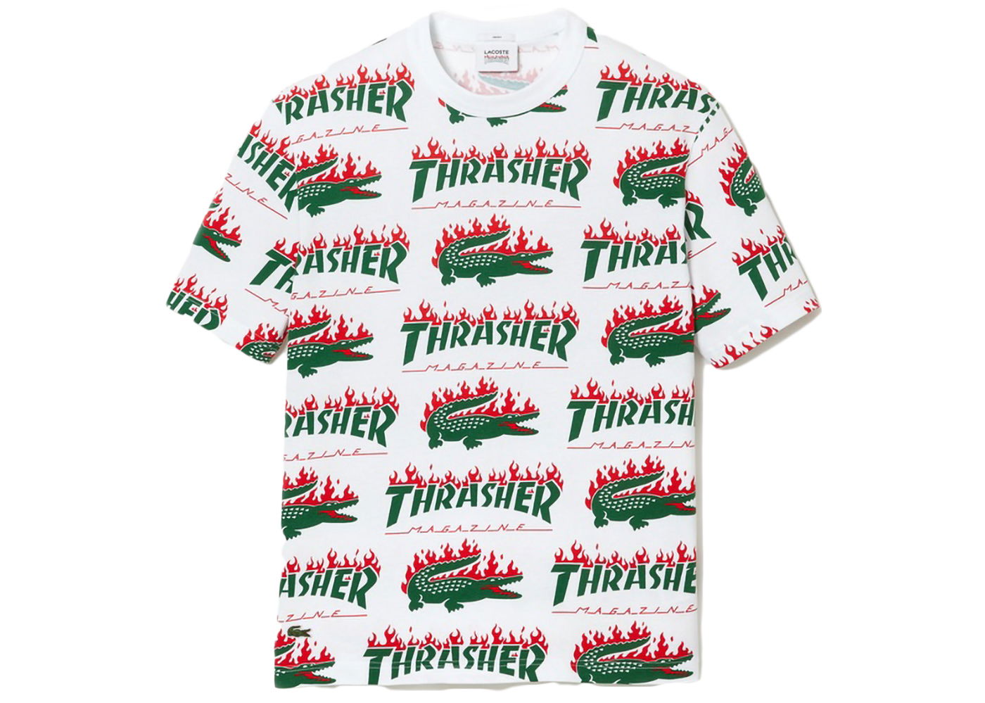 Тениска Lacoste x Thrasher Oversized T-Shirt Бяло | TH7107L-001, 0