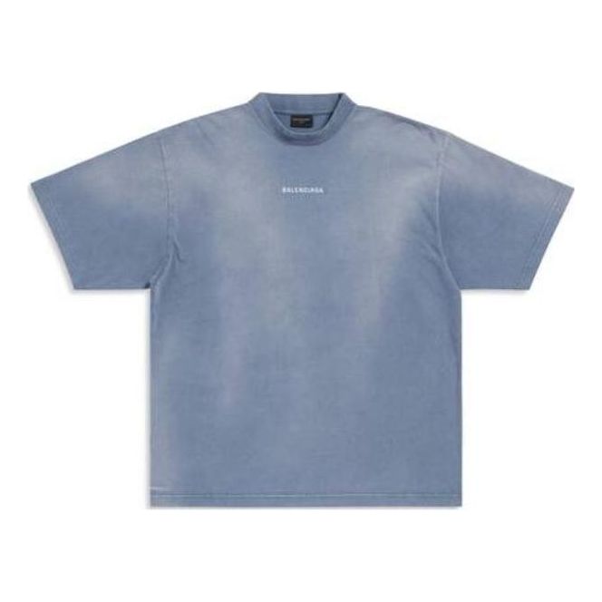Тениска Balenciaga Back Medium Fit T-Shirt Синьо | 764235TPVK14313