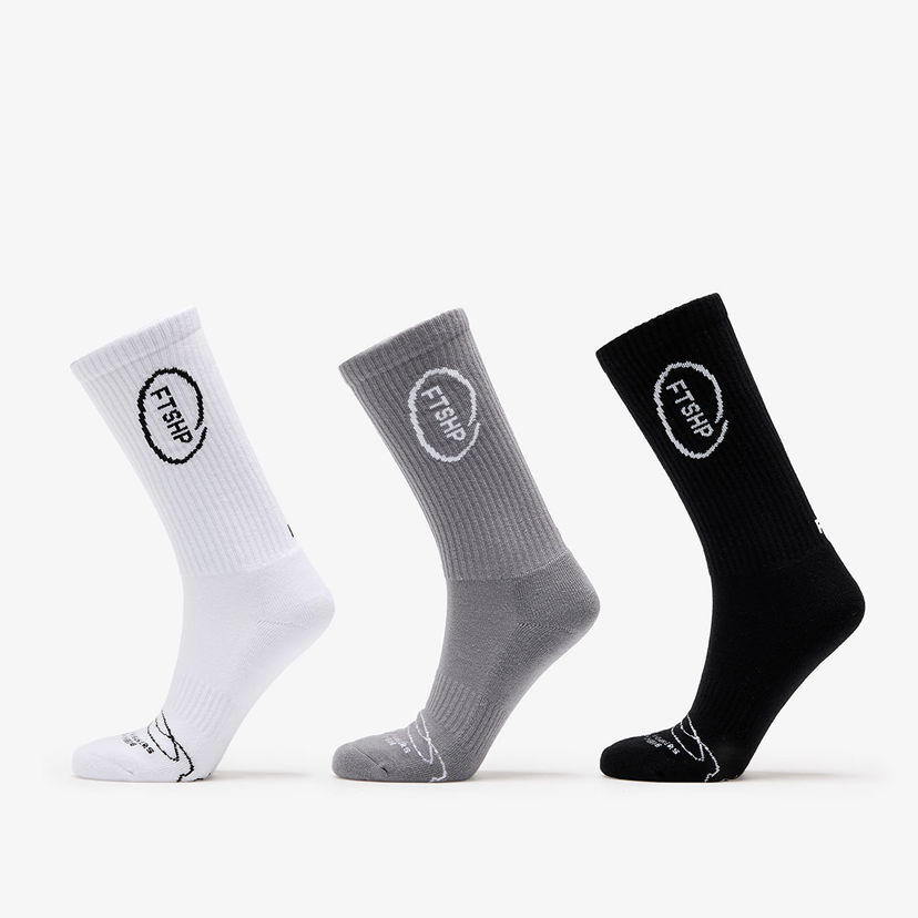 Чорапи Footshop High Crew Socks 3-Pack Black/ White/ Grey Многоцветен | FTSHP_369