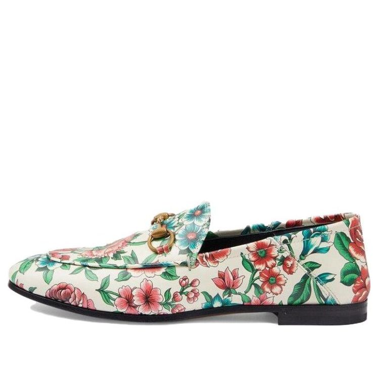 Кецове и обувки Gucci Gucci Horsebit Printed Leather Loafers Бяло | 746392-AAB0D-8464