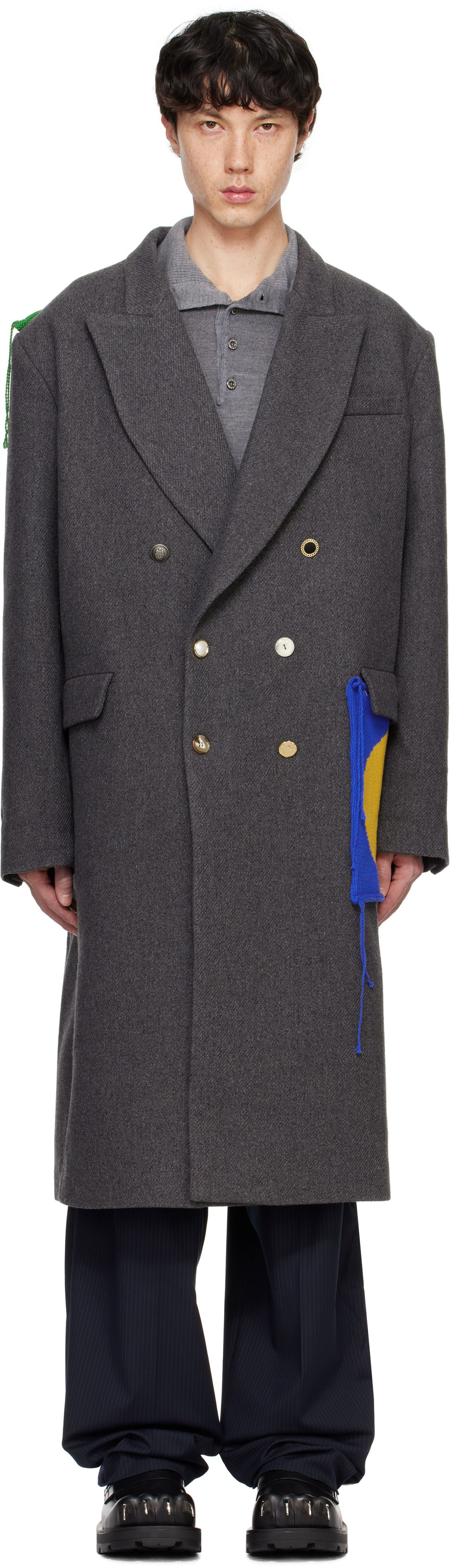 Тренчкот Charles Jeffrey Loverboy Oversized Double-Breasted Coat Сиво | 41010102, 0