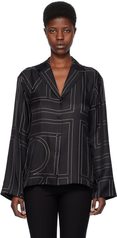 Риза TOTEME Monogram Satin Shirt Черно | 213-755-707, 0