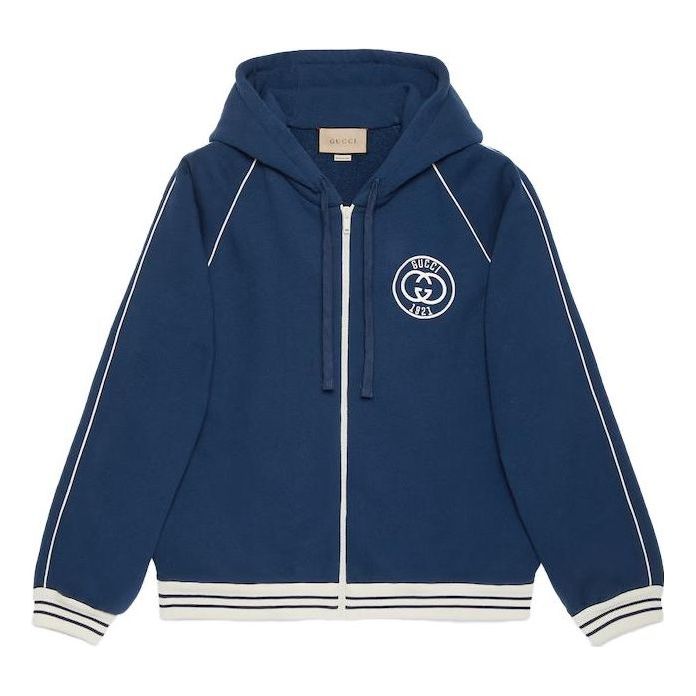Суитчър Gucci Jersey Sweatshirt With Patch Синьо | 756648-XJFV7-4030