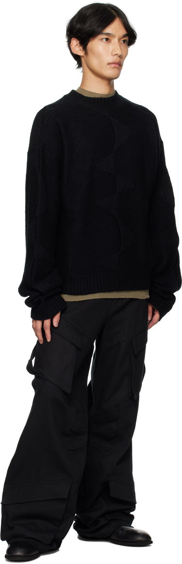 Пуловер HELIOT EMIL HELIOT EMIL Cropped Spiral Knit Sweater Черно | PREAW25_M_07_063_BLK01_CO, 3