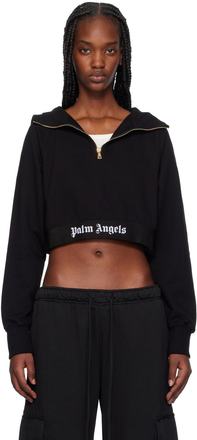 Cropped Logo Tape Hoodie