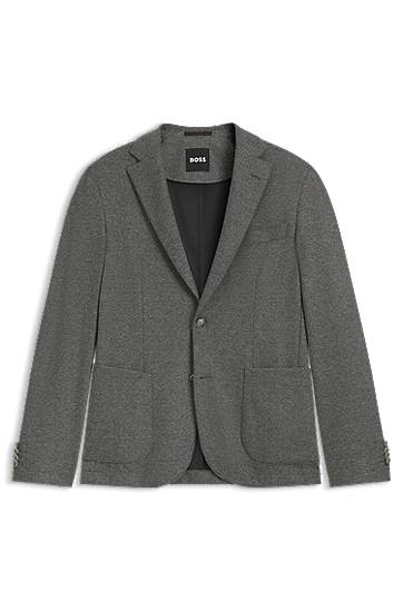 Яке BOSS Slim-fit brushed stretch flannel blazer Сиво | 50551528