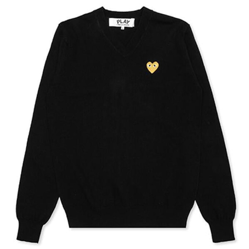 Пуловер Comme des Garçons Play Heart V-Neck Sweater Черно | AZ-N048-051-1