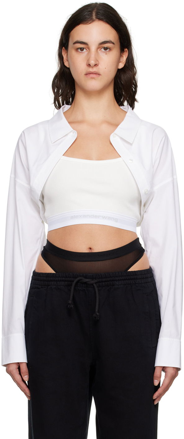 Риза Alexander Wang Alexander Wang Layered Cropped Shirt Бяло | 4WC4231417