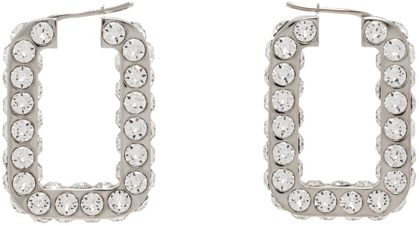 Обеци Amina Muaddi Crystals Hoop Earrings Металик | CHARLOTTE HOOP, 0