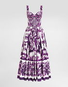 Dolce & Gabbana Majolica Print Long Poplin Dress