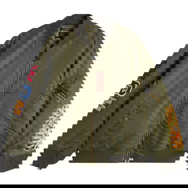 Яке бомбър BAPE Shark MA-1 Bomber Jacket with Tiger Graphic and Letter Patches Зелено | 001HJL801003M-ODR, 0