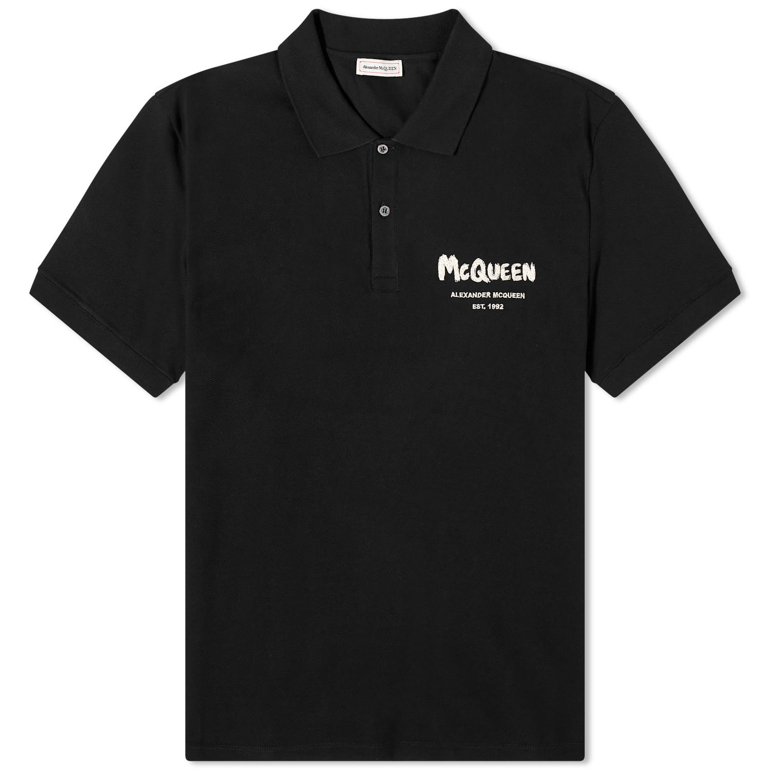 Поло тениска Alexander McQueen Embroidered Graffiti Logo Polo Tee Черно | 662551QXAAK-1000, 0