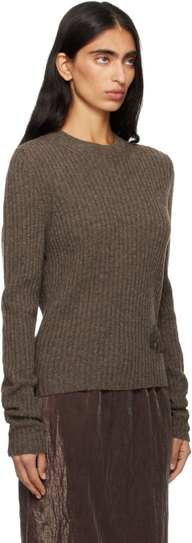 Пуловер Cecilie Bahnsen Cecilie Bahnsen Blas Ribbed Knit Crewneck Sweater Кафяво | 3.25KNI51008, 1
