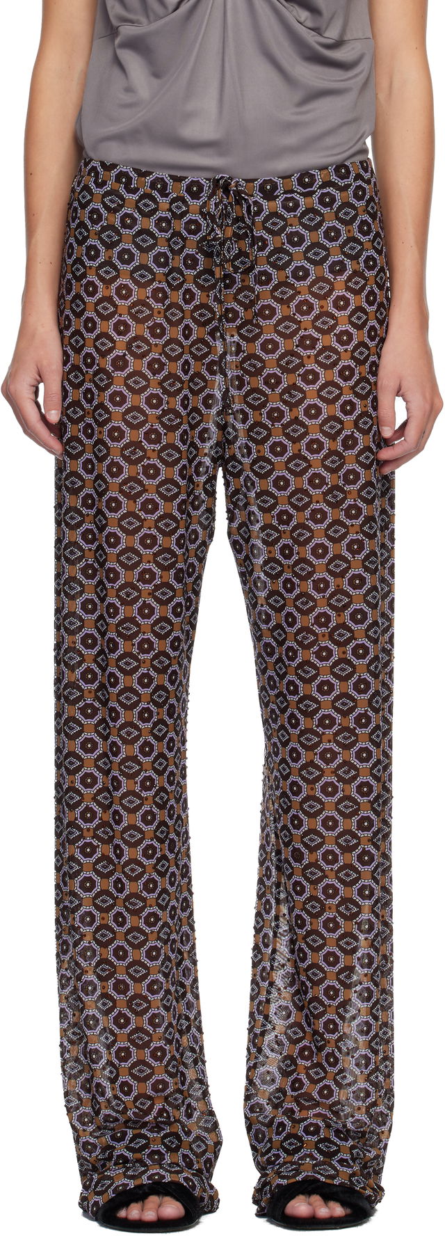 Dries Van Noten Embellished Jersey Trousers