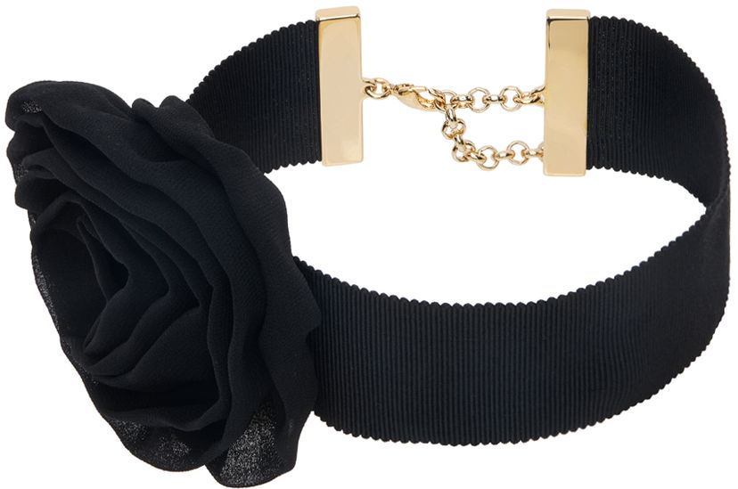 Колие Blumarine Rose Detail Grosgrain Choker Черно | A422W267A