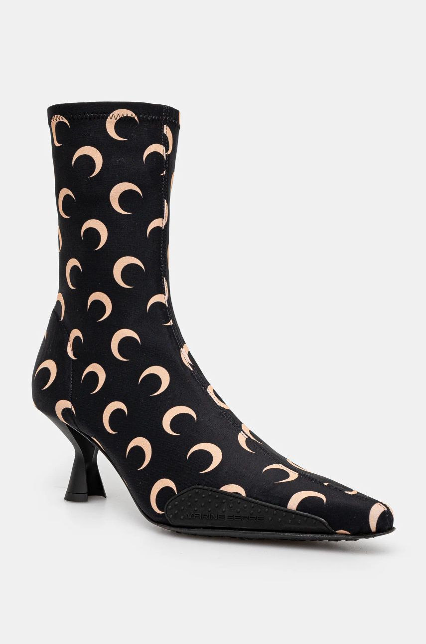 Кецове и обувки Marine Serre Recycled Moon Jersey Ms Still Heeled Ankle Boots Черно | WFW041A.CJER0053, 0