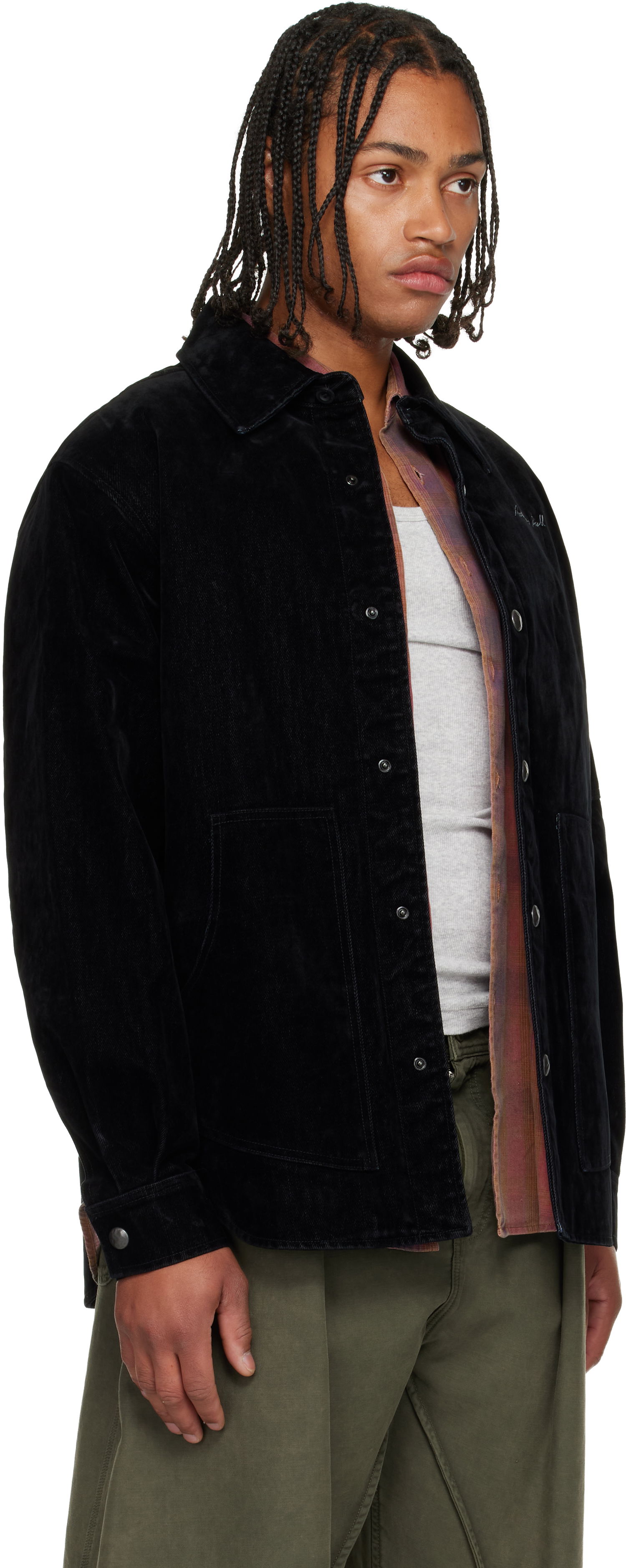 Риза Andersson Bell Andersson Bell Padded Velvet Denim Shirt Черно | atb1374m, 1