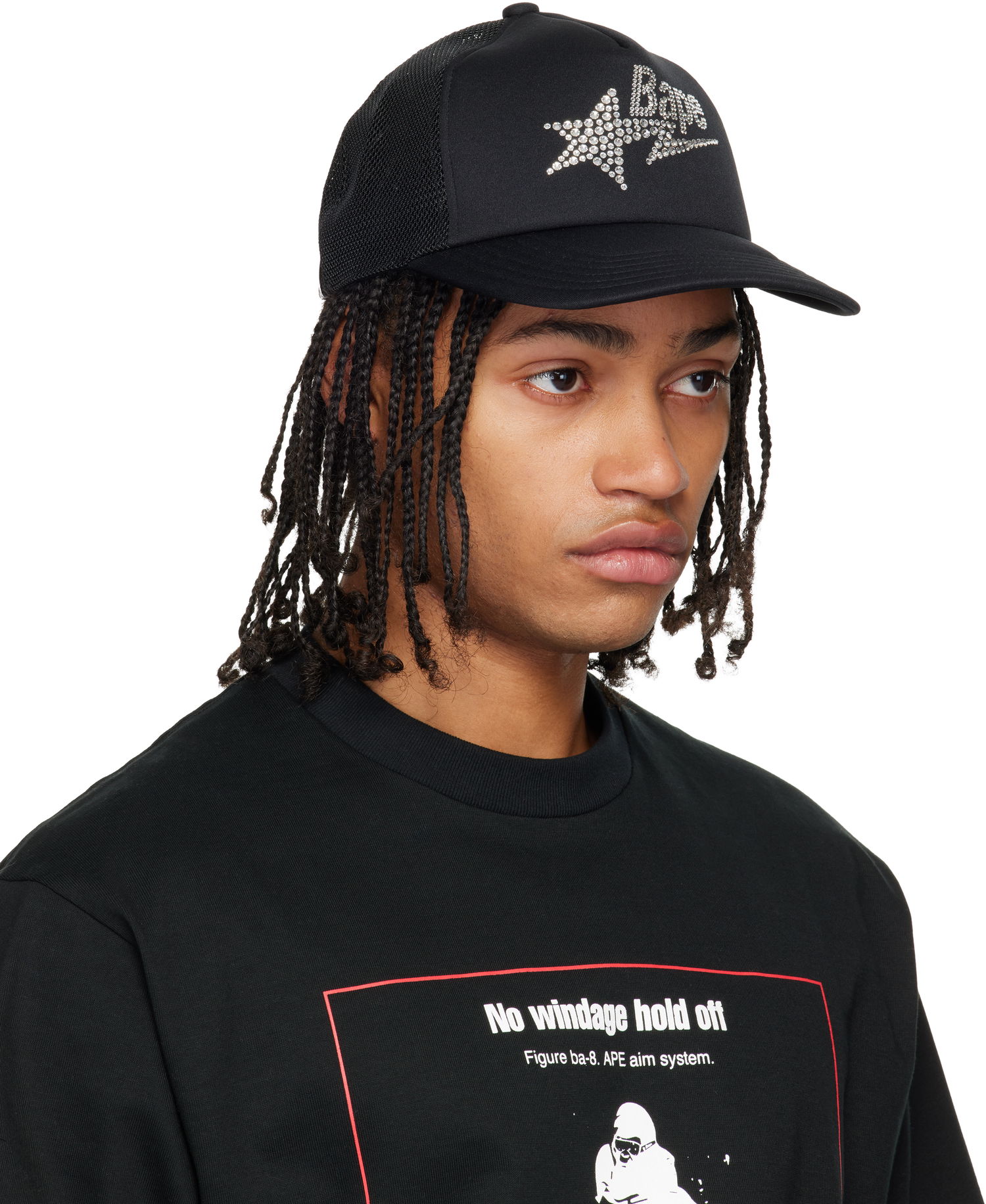 Шапка с козирка BAPE Crystal Stone 'Bape' STA Logo Mesh Cap Черно | 001CPL802002L, 1