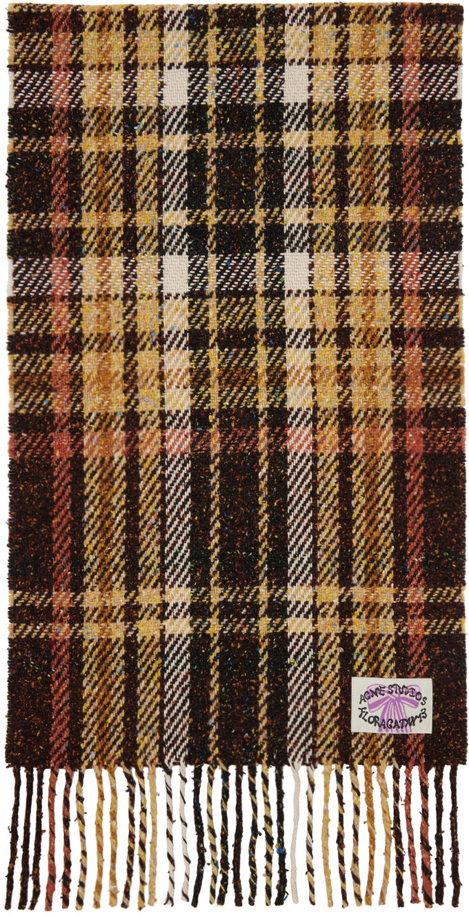 Шал Acne Studios Plaid Fringe Scarf Кафяво | CA0325-, 0