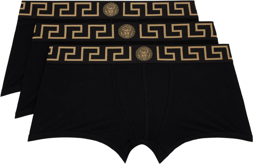 Боксерки Versace Three-Pack Boxer Briefs With Greca Border Черно | AU10326_1A10011