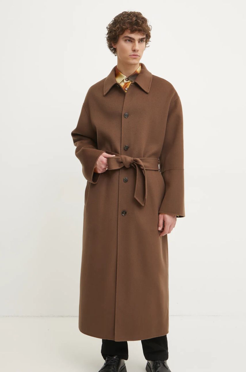 Палта Nanushka Wool Overcoat with Belted Waist Кафяво | NM24FWJK02678, 0