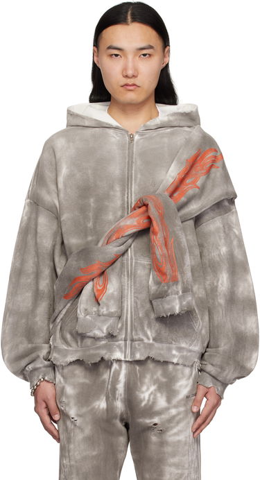 Суитчър We11done We11done Muddy Four Sleeves Zip-Up Hoodie Сиво | WD-TJ0-25-816-U-BK, 0