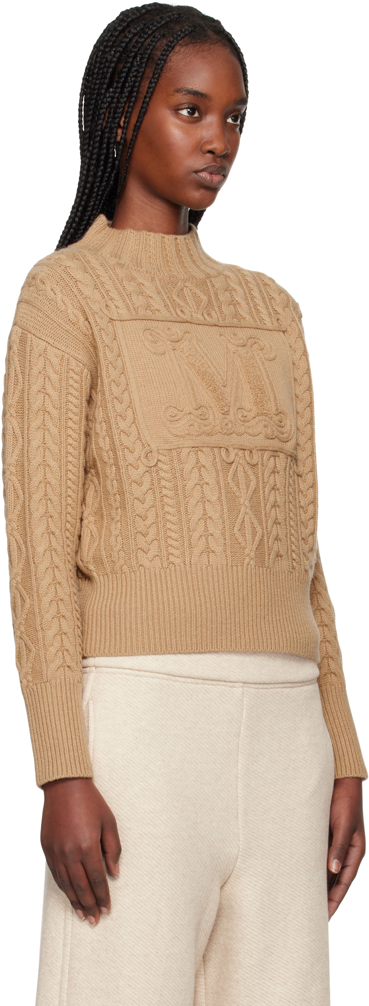Пуловер Max Mara Max Mara Miranda Cable Knit Sweater Кафяво | 2511361041600, 1