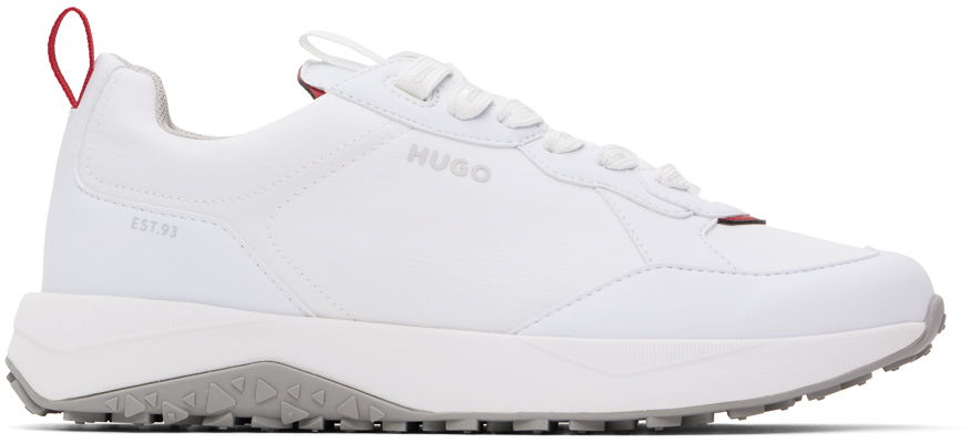 Облекло BOSS Hugo White Mixed Material Lace-Up Sneakers Бяло | 50517265, 0